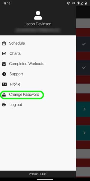 Change Password Menu Option